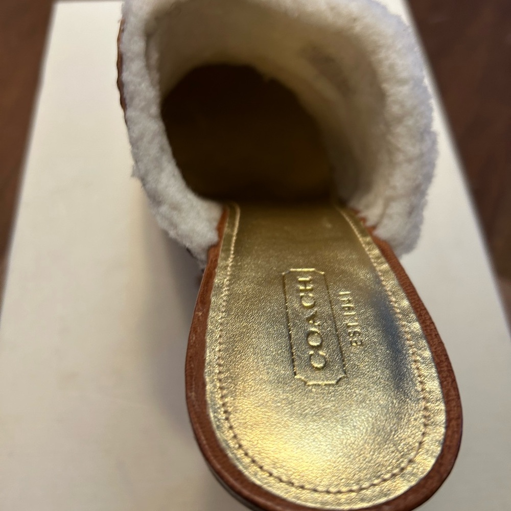 NIB Coach Brown Leather Georgia Mules with Stud Accents - Picture 6 of 10